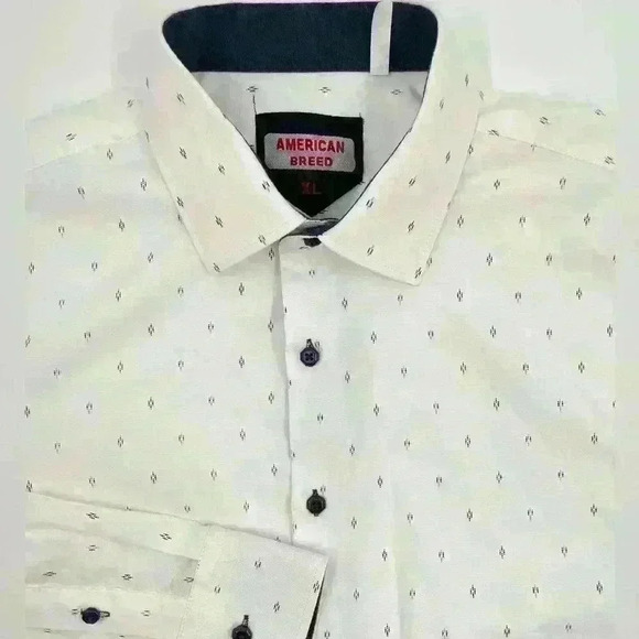 AMERICAN BREED Men's Shirt XL White Down Long Sleeve Cowboy Geometric Pattern - Picture 1 of 9